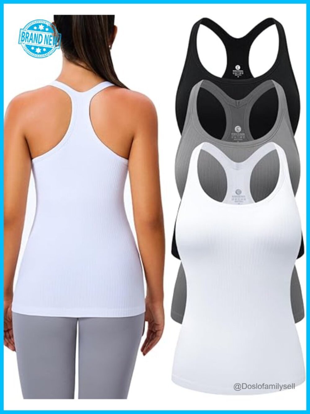 Built In Bra Racerback Tank Tops for Women Yoga Gym Activewear 3 Pack
